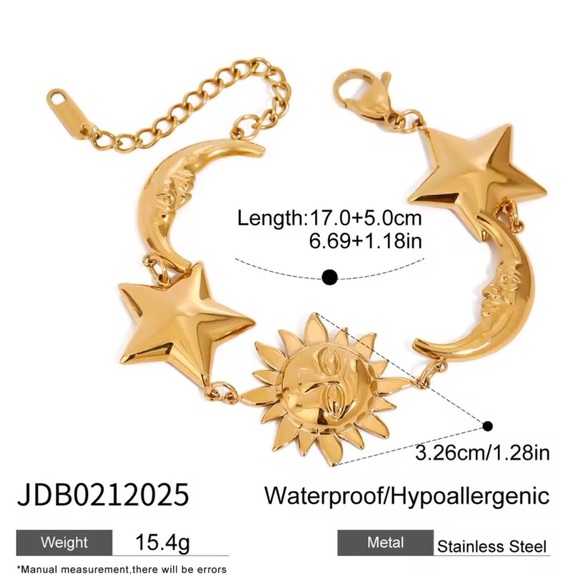 Zara adjustable Gold Sun and Moon Charm Bracelet - Picture 11 of 11